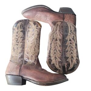 Cavender's Cowboy Boots Mens 10 D Brown Leather Point Toe Stitched 14839 Western